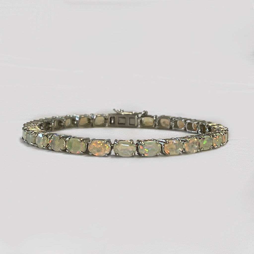 White Fire Opal Tennis Bracelet