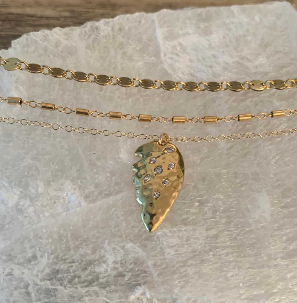 Half Heart Charm Necklace,  - Luna Lili Jewelry 