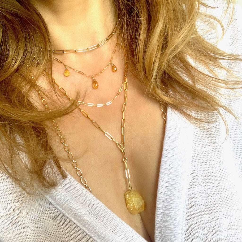 Citrine Leona Lariat Necklace, Necklace - Luna Lili Jewelry 
