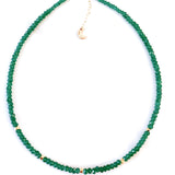Green Onyx Choker with Gold Beads, Necklace - Luna Lili Jewelry 