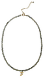 Labradorite Choker with CZ Charm,  - Luna Lili Jewelry 