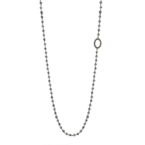 Labradorite Teardrop and Natural Pearls Necklace