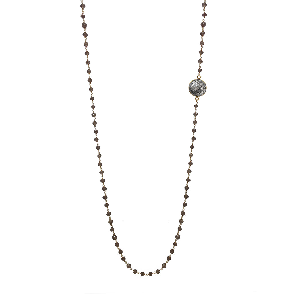 Pyrite & Rutilated Quartz Necklace, Necklaces - Luna Lili Jewelry 