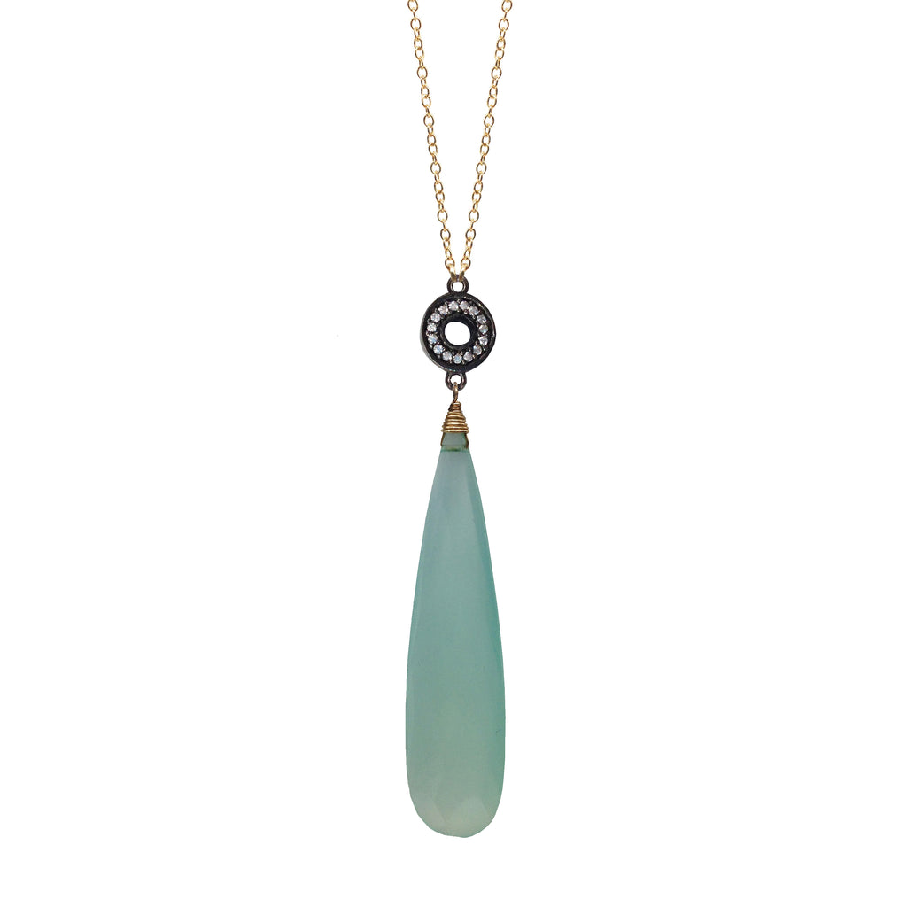 Seafoam Chalcedony Accent Necklace, Necklaces - Luna Lili Jewelry 