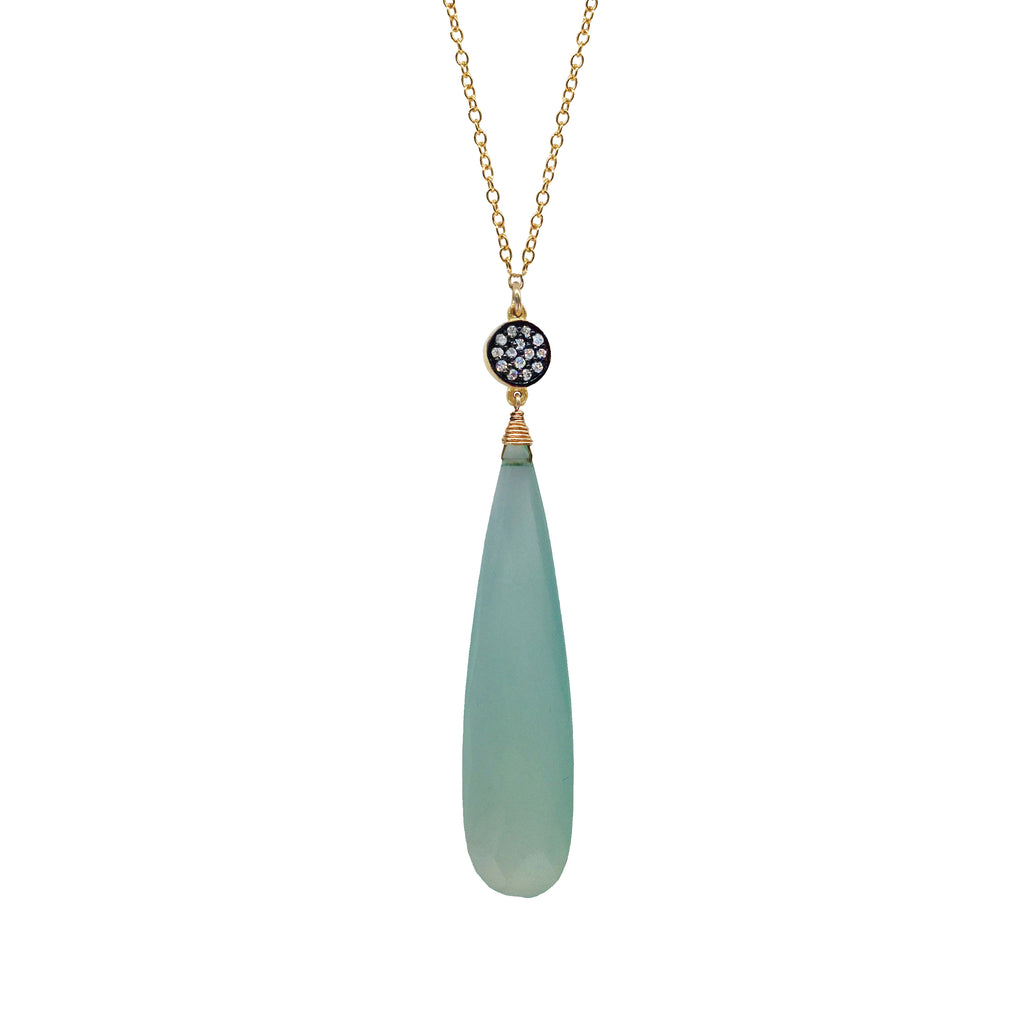 Seafoam Chalcedony Circle Necklace, Necklaces - Luna Lili Jewelry 