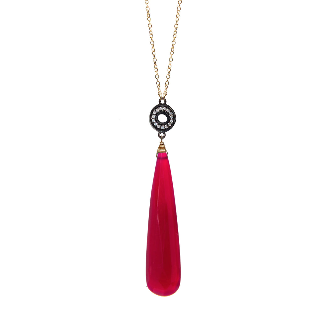 Ruby Red Chalcedony Accent Necklace, Necklaces - Luna Lili Jewelry 