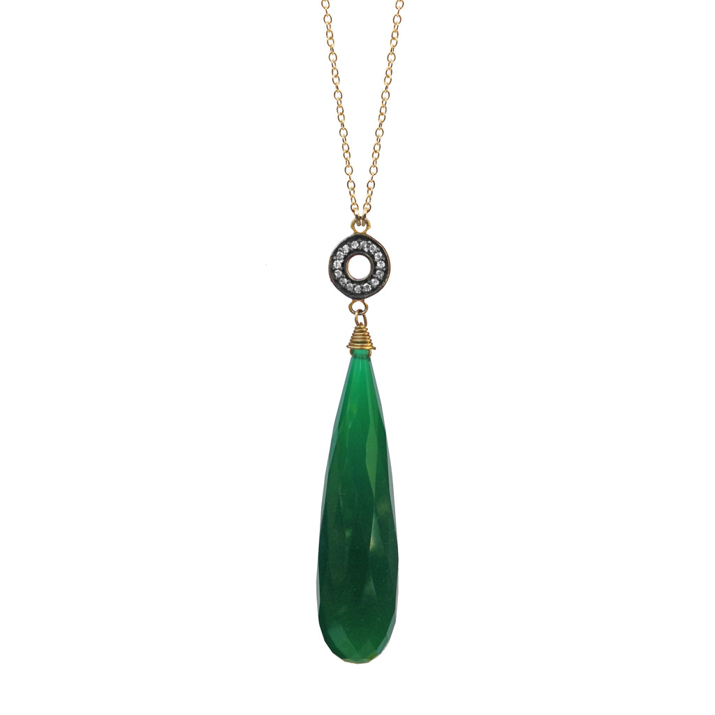 Green Onyx Chalcedony Accent Necklace, Necklaces - Luna Lili Jewelry 