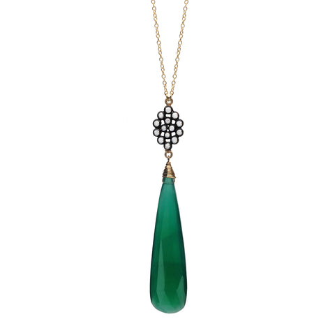 Green Onyx Chalcedony Floral Necklace