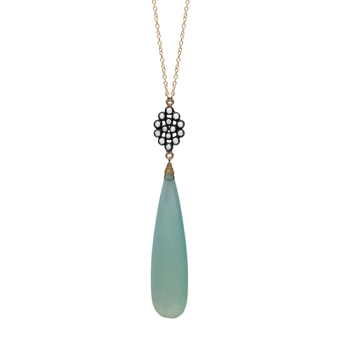 Green Onyx Chalcedony Accent Necklace