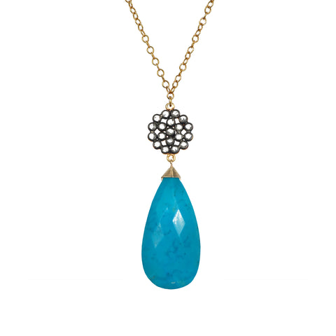 Petite Turquoise White Topaz Accent Necklace