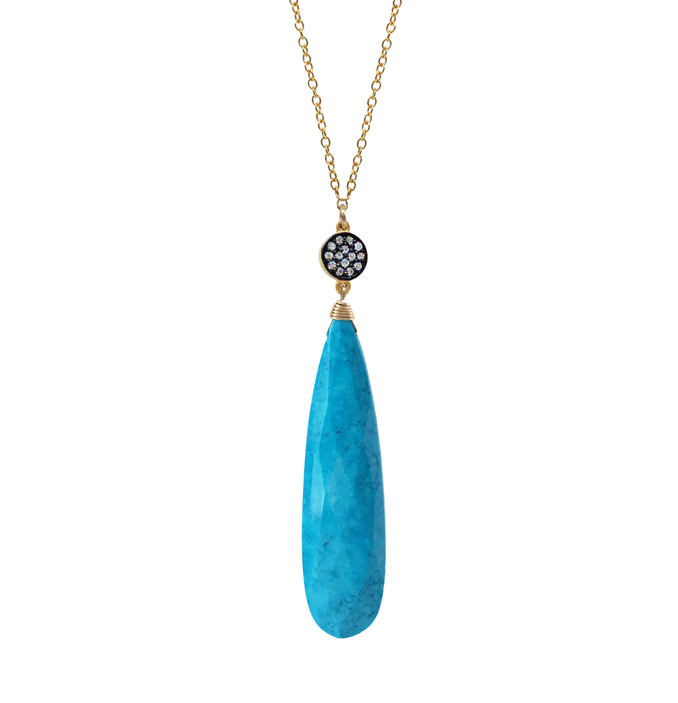 Turquoise Circle Necklace, Necklaces - Luna Lili Jewelry 