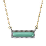 White Topaz Rectangular Blue-Green Chalcedony Necklace, Necklaces - Luna Lili Jewelry 