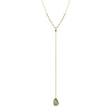 Green Druzy & Aquamarine Drop Y Necklace, Necklaces - Luna Lili Jewelry 