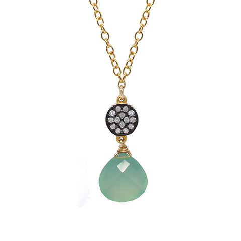 Green Onyx Chalcedony Circle Necklace