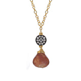 Petite Chocolate Moonstone White Topaz Accent Necklace, Necklaces - Luna Lili Jewelry 