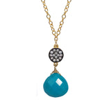 Petite Turquoise White Topaz Accent Necklace, Necklaces - Luna Lili Jewelry 