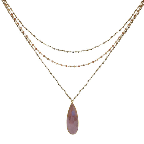Petite Chocolate Moonstone White Topaz Accent Necklace