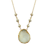 White Druzy and Pearl Necklace, Necklaces - Luna Lili Jewelry 