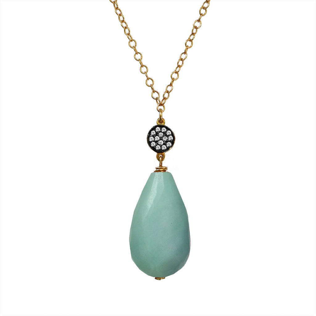Amazonite White Topaz Necklace, Necklaces - Luna Lili Jewelry 