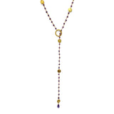 Amethyst Lariat with Vermeil Gold Discs, Necklaces - Luna Lili Jewelry 
