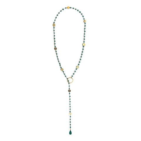 Green Onyx Choker with Gold Beads