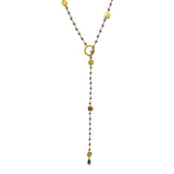 Hematite & Gold Disc Lariat Necklace, Necklaces - Luna Lili Jewelry 