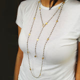 Long Hematine Disc Necklace