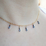 Diamond Drop Choker Necklace, Necklaces - Luna Lili Jewelry 