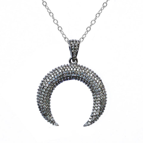 Large Moon Gemstone Necklace