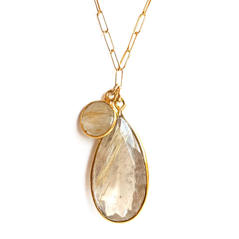 Mother of Pearl & Diamond Dangle Necklace