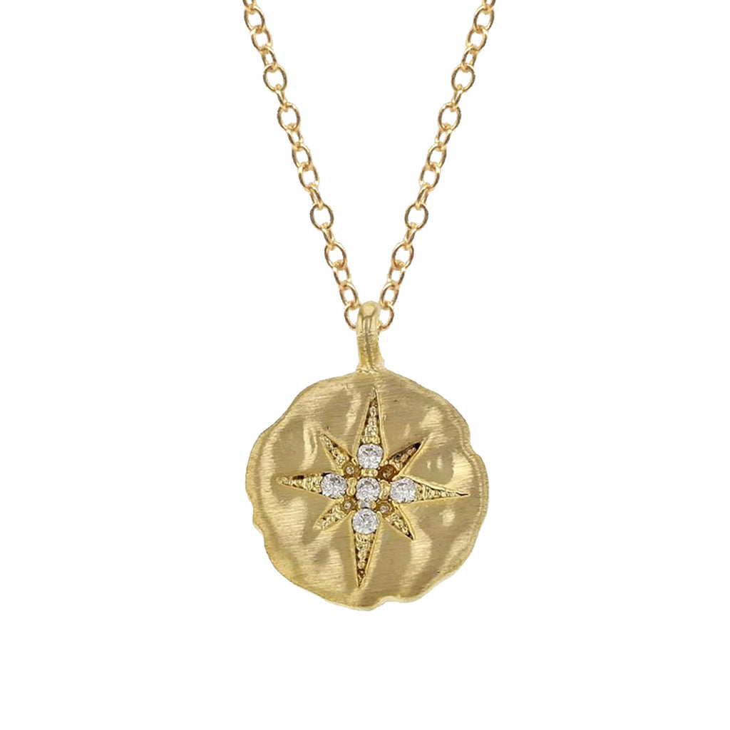 Cubic Zirconia Starburst Charm, Necklace - Luna Lili Jewelry 