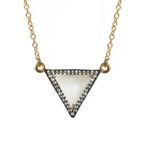 White Topaz Mother of Pearl Triangle Necklace, Necklaces - Luna Lili Jewelry 