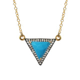 White Topaz  Howlite Turquoise Triangle Necklace, Necklaces - Luna Lili Jewelry 