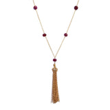 Ruby Tassel Necklace, Necklaces - Luna Lili Jewelry 