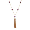 Ruby Tassel Necklace, Necklaces - Luna Lili Jewelry 