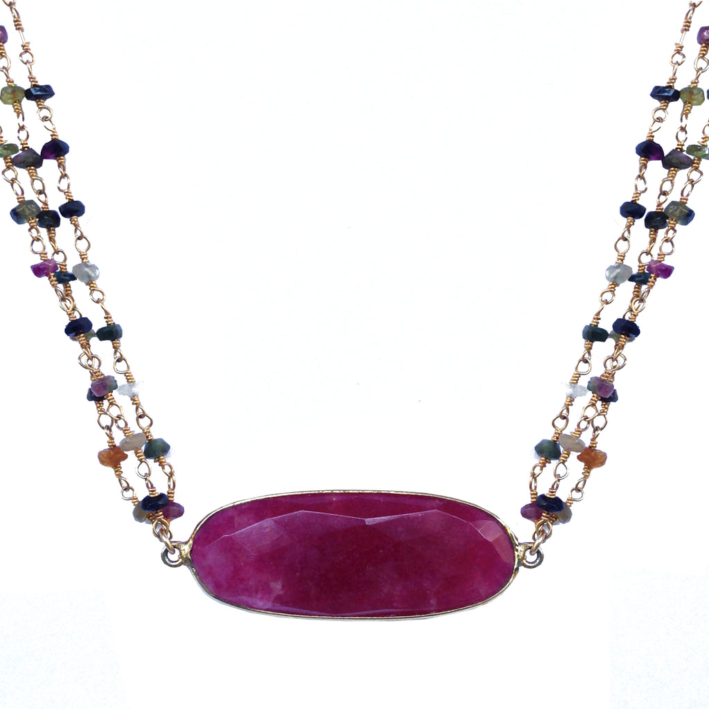Ruby Multicolored Tourmaline Necklace, Necklaces - Luna Lili Jewelry 