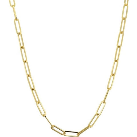 Diamond Aqua Halo Necklace Paper Clip Chain