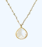 Bezel Moonstone Pearl Necklace