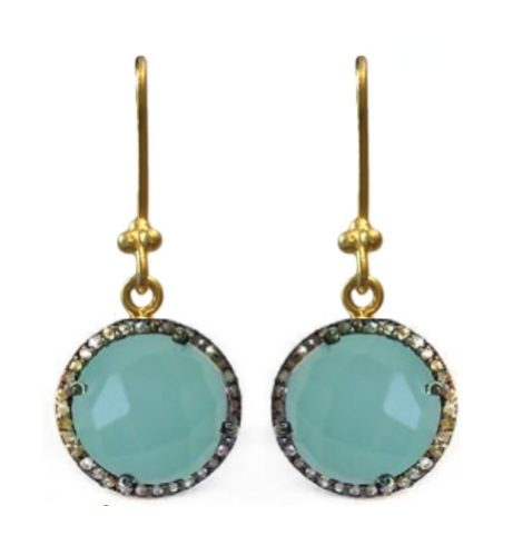 Diamond Aqua Halo Earrings