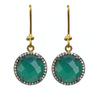 Diamond Halo Green Onyx Earrings