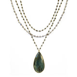Labradorite Triple Chain Necklace, Necklaces - Luna Lili Jewelry 