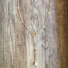 Lariat with Natural Pearls and Gold Discs, Necklace - Luna Lili Jewelry 