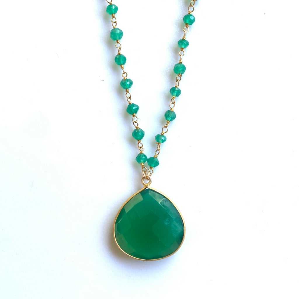 Green Onyx Mila Necklace, Necklace - Luna Lili Jewelry 