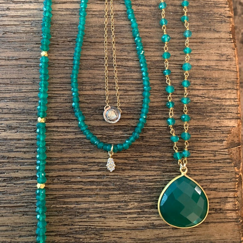 Green Onyx Mila Necklace, Necklace - Luna Lili Jewelry 